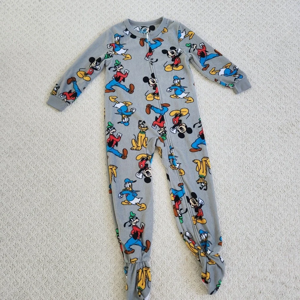 Disney Mickey Mouse Clubhouse Zip-up Footed Pajamas 5T‎ Fleece Sleepwear